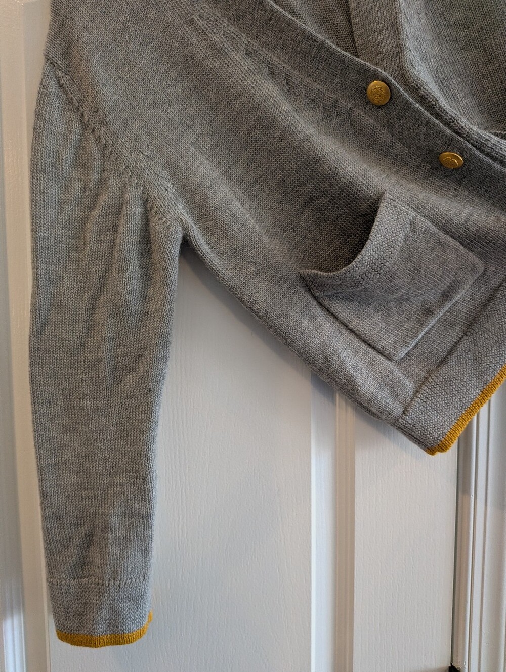 Clare V Oscar Cardigan Baby Alpaca Knit Sweater Gray Preppy Classic Size XS/S - Picture 6 of 14